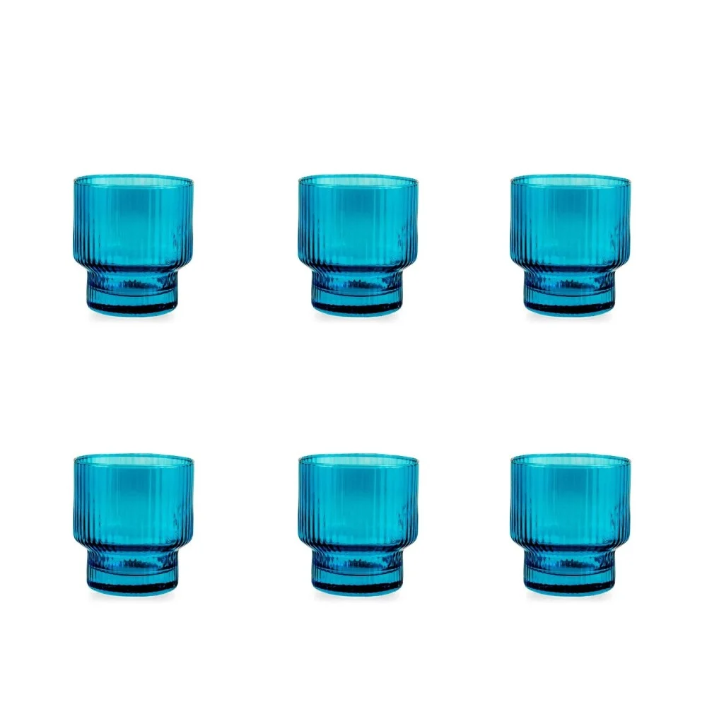 Set 6 Bicchieri in vetro "Bliss" Blu 32 cl – H&H