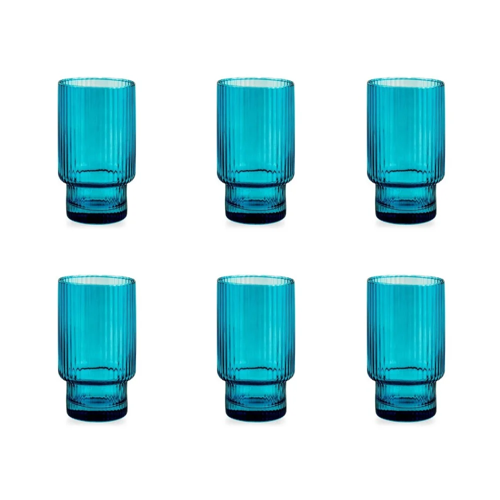 Set 6 Bicchieri in vetro "Bliss" Blu 45 cl – H&H