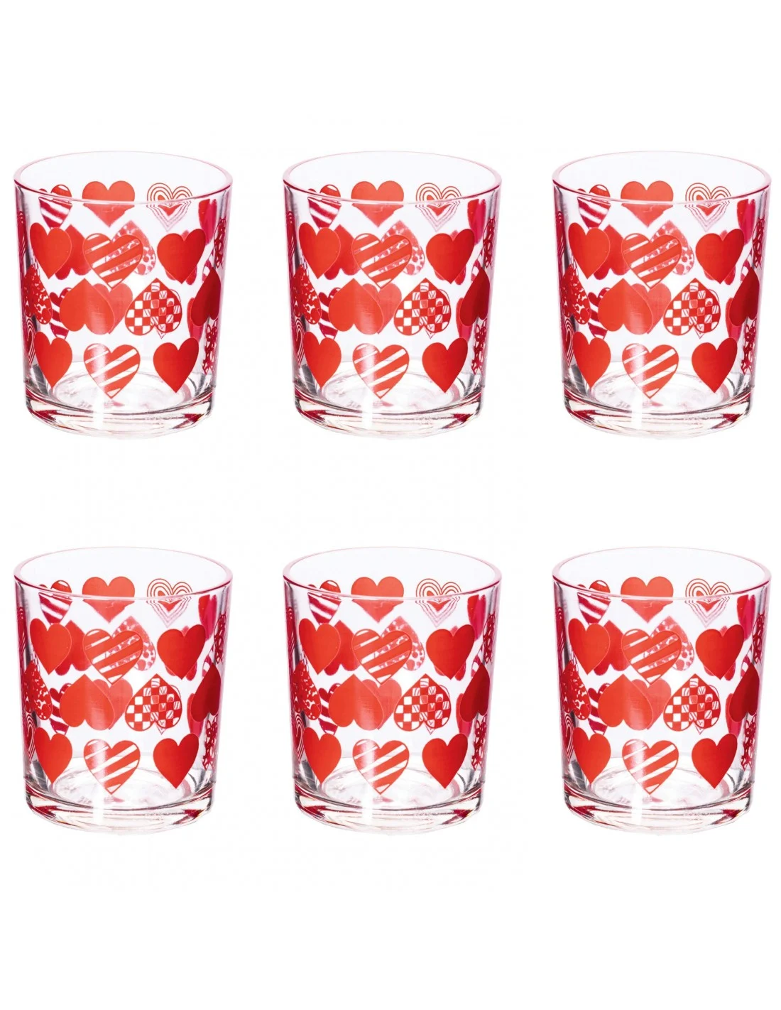 SET 6 BICCHIERI VETRO 270ML CUORI