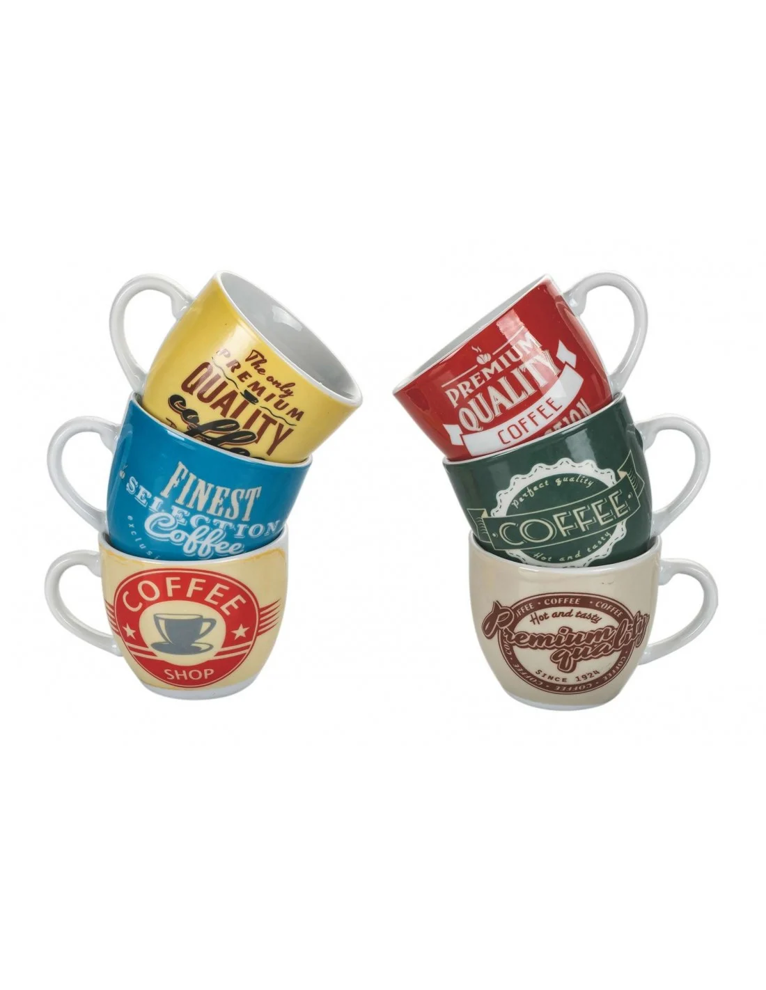 SET 6 TAZZINE CAFFE'COFFEE SHOP 6 COLORI ASSORTITI