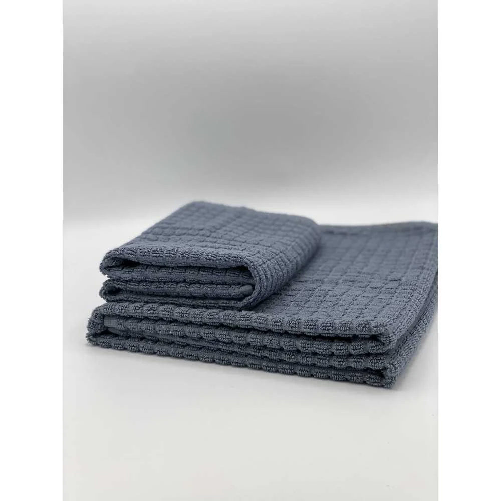 Set Asciugamani di Lusso 60x100 cm Blu – Spugna Jacquard Nido d’Ape