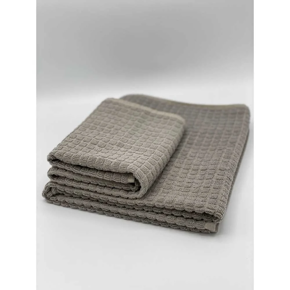 Set Asciugamani di Lusso 60x100 cm Tortora – Spugna Jacquard Nido d’Ape