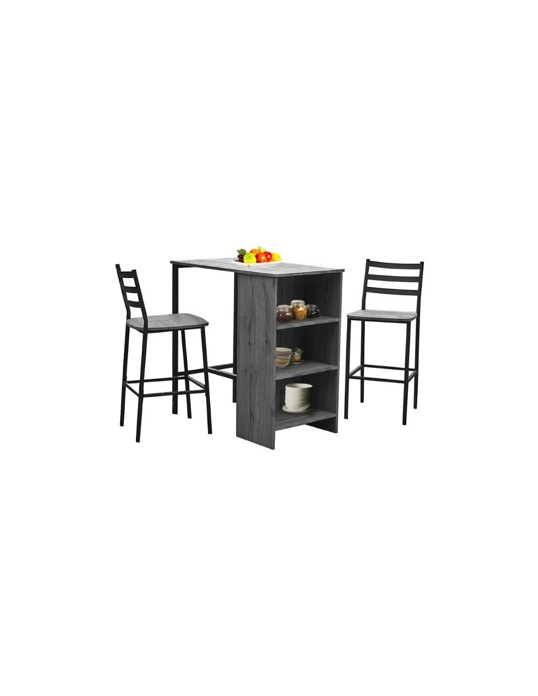 SET BAR PENISOLA INDUSTRIAL CON SGABELLI  GRIGIO