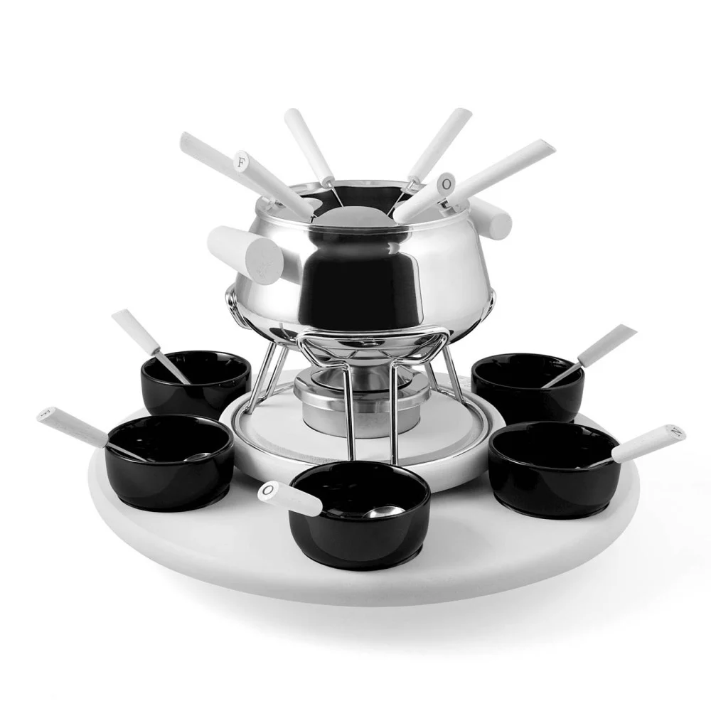 Set Fonduta 23 Pezzi H&H in Acciaio Inox Bianco Latte – Servizio Fonduta Completo