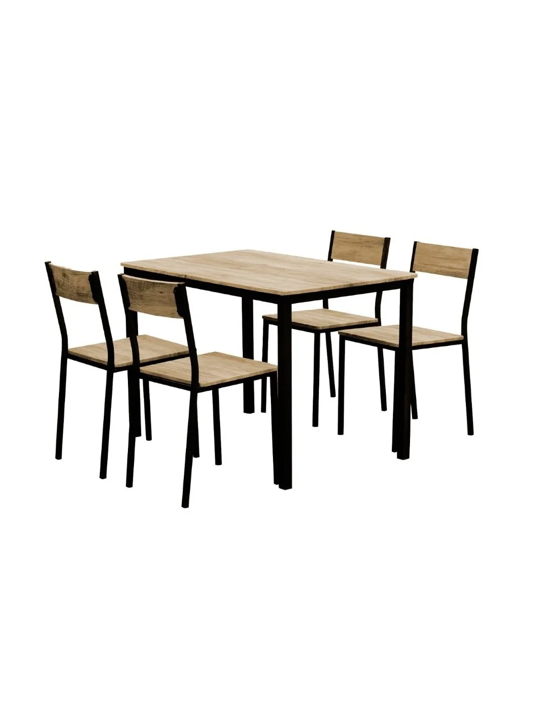 SET INDUSTRIAL TAVOLO + 4 SEDIE QUERCIA