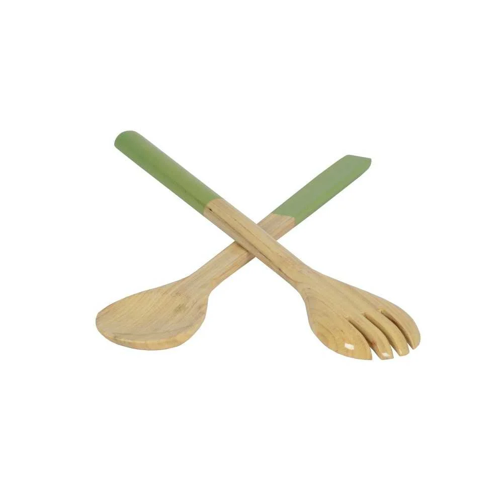 Set Posate Insalata Bamboo Verde Pastello 37.5 cm – Eleganza sostenibile