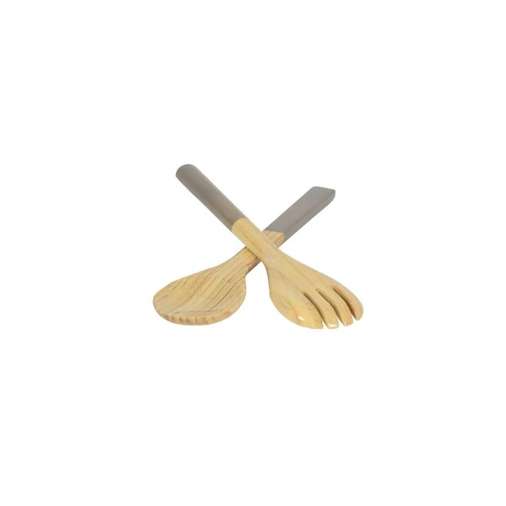 Set posate insalata in bambù grigio naturale