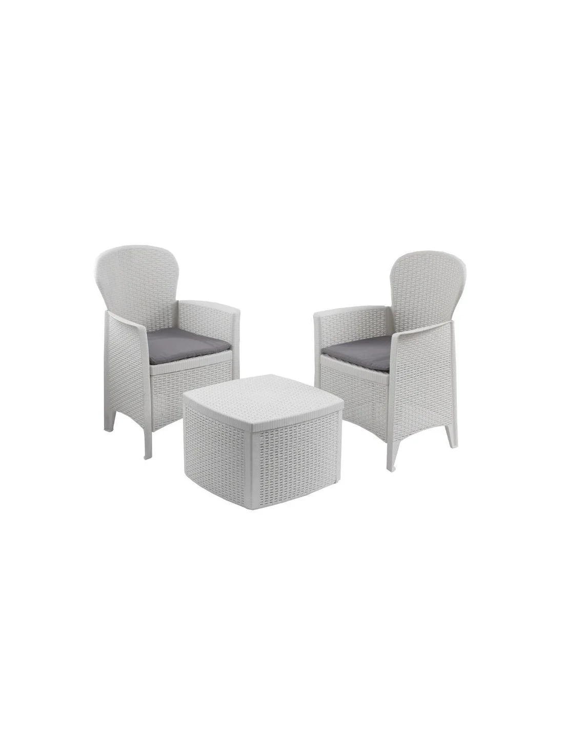 SET TREE 2 POLTRONE + TAVOLO BIANCO CON CUSCINO