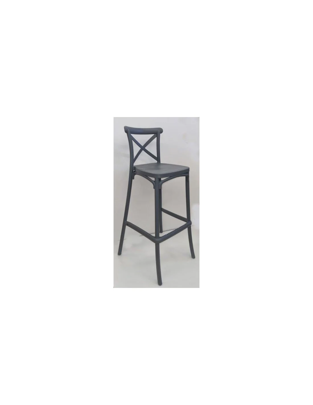 SGABELLO ALTO CON SCHIENALE GRIGIO MOD. DALIA