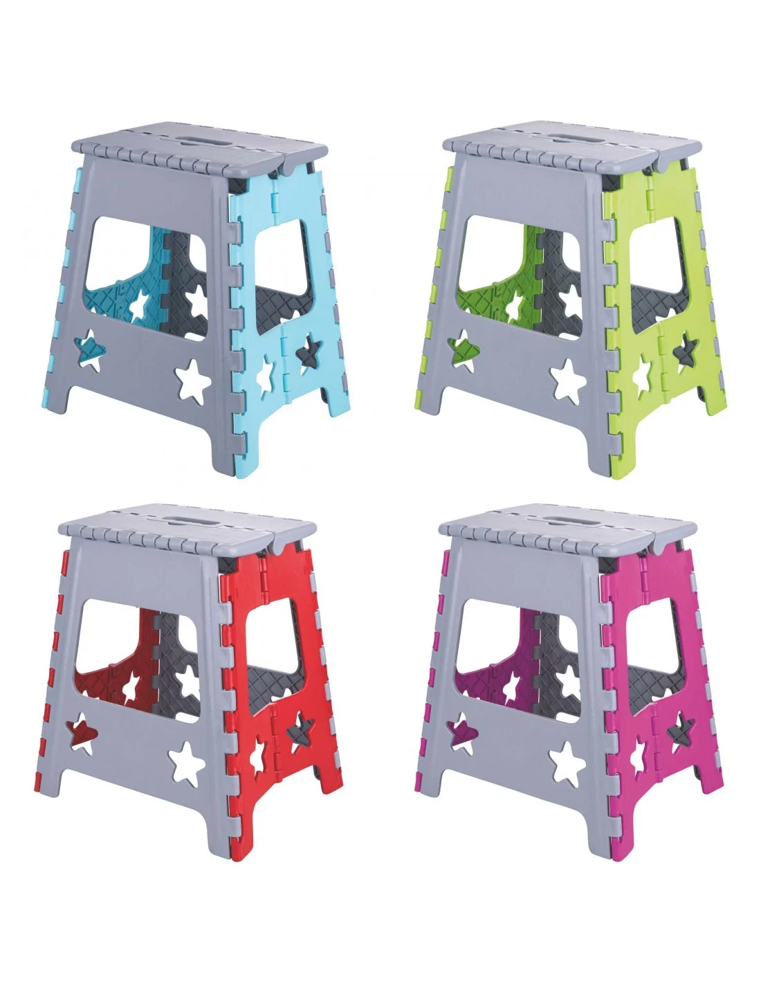 SGABELLO PIEGHEVOLE PLASTICA 36X29X39CM 4 COLORI ASSORTITI