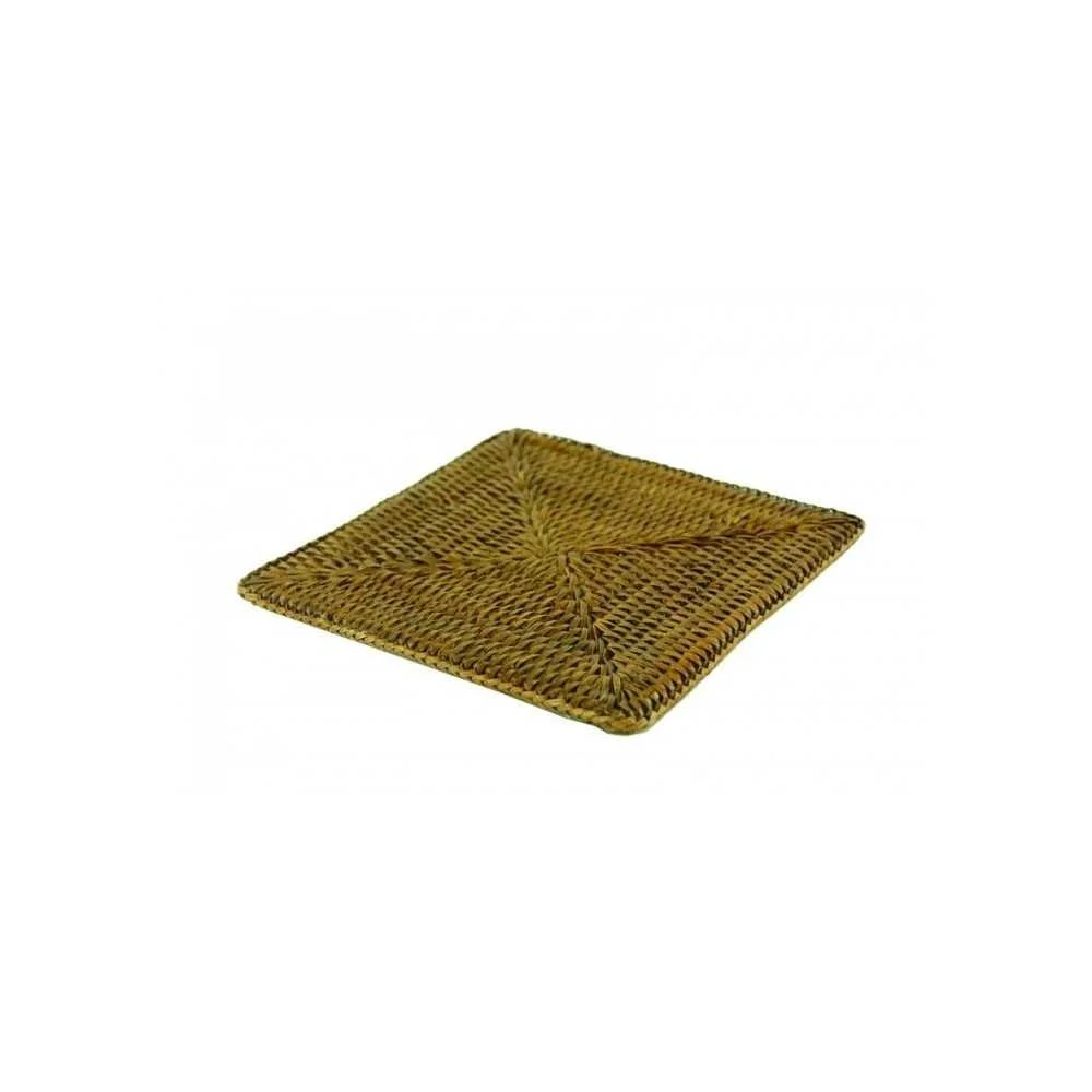 Sottopentola artigianale in rattan scuro 20×20 cm – Calore e stile