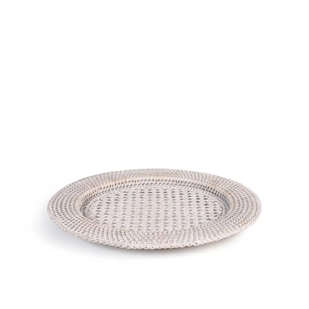 Sottopiatto Tondo Rattan Bianco Decolorato Ø 32 cm