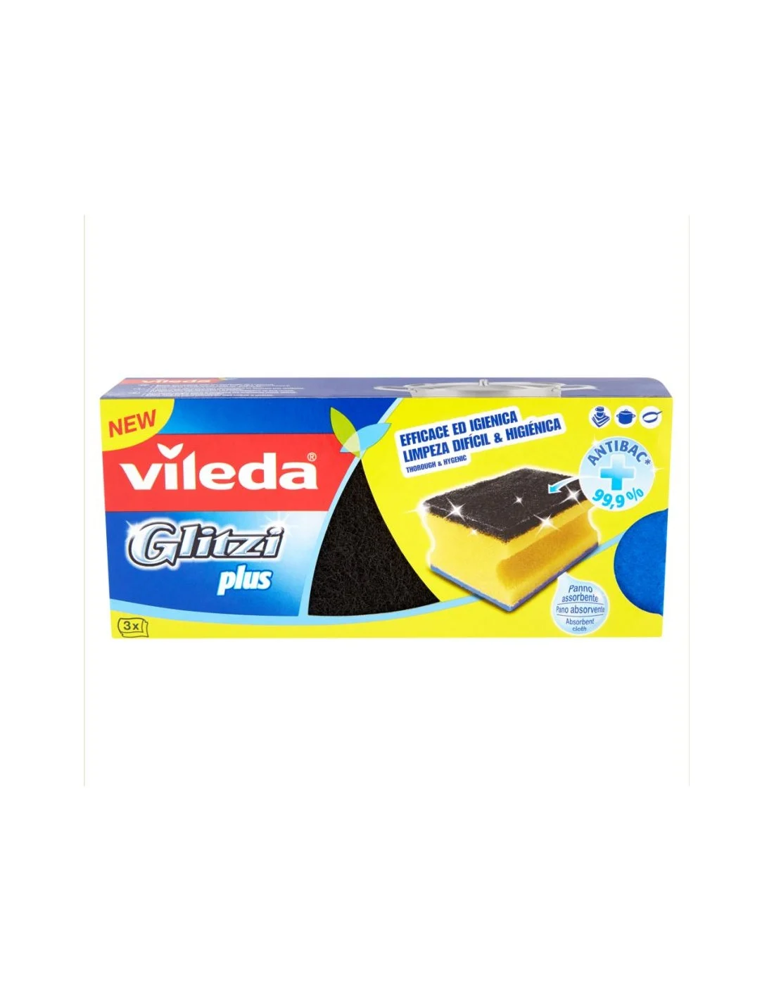 "VILEDA" SPUGNE ABRASIVE GLITZI PLUS X 3