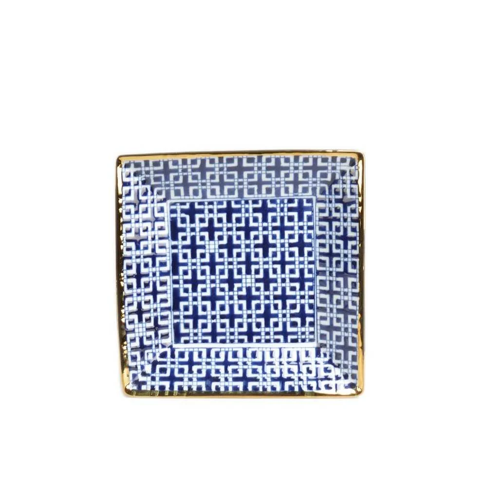 Svuotatasche Ceramica Bianco e Blu 22x22 cm