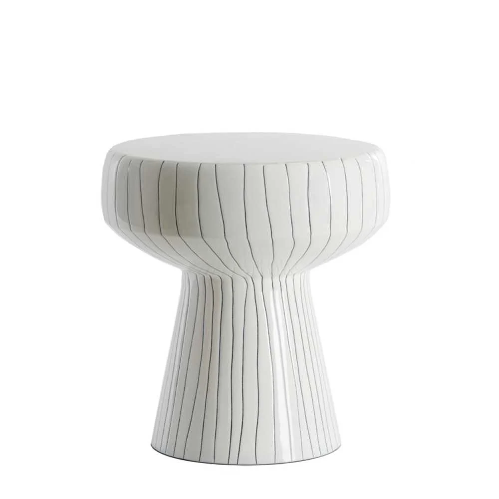 Tavolino in Metallo "Dakwa" Bianco e Nero Ø38 cm