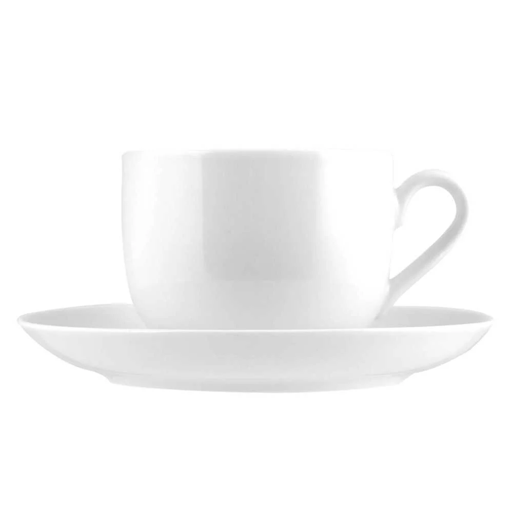 Tazza Colazione in Porcellana Oslo Bianca 450 cc con Piatto