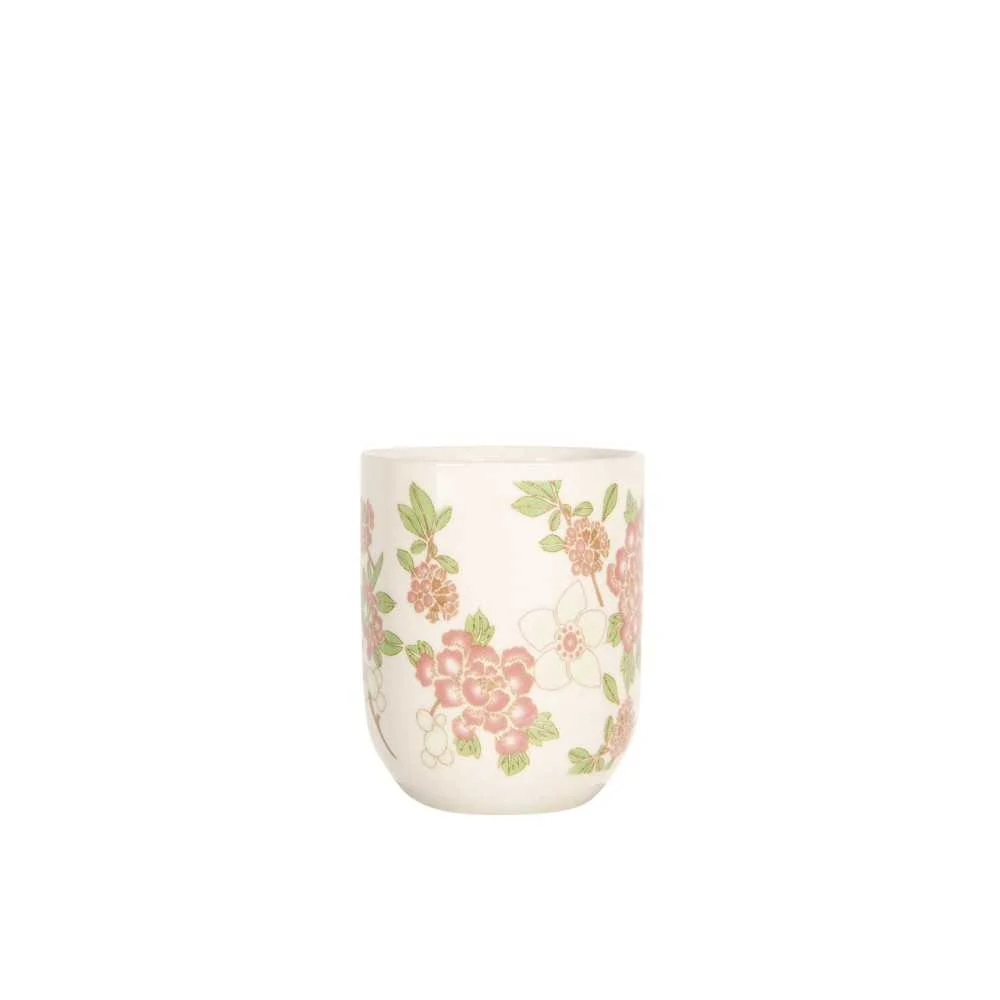 Tazza in Porcellana con Decoro Fiori Beige Rosa 100 ml