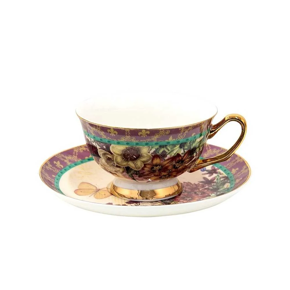Tazzina da Caffè con Piattino Dec. Viola 200 ml