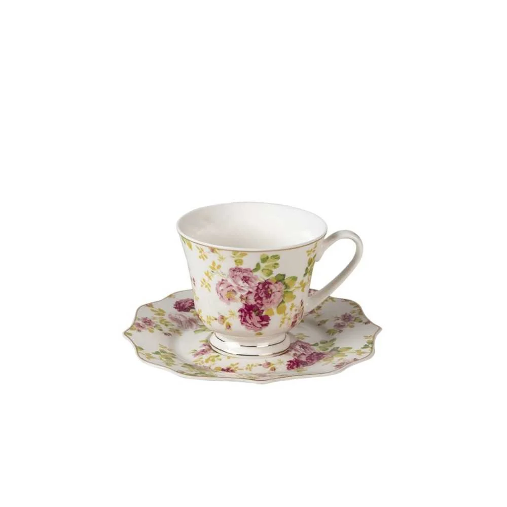 Tazzina da Caffè con Piattino Decoro Fiori