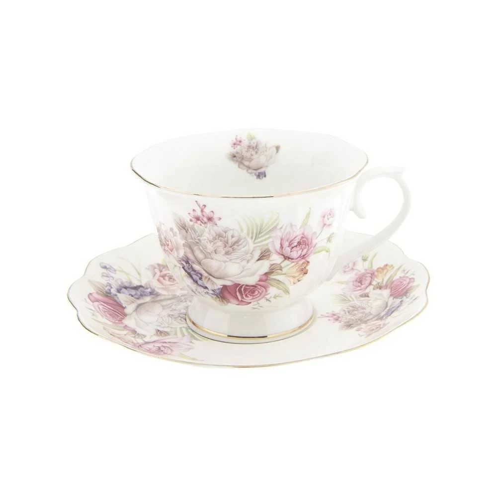 Tazzina da Caffè con Piattino Rosa Bianco