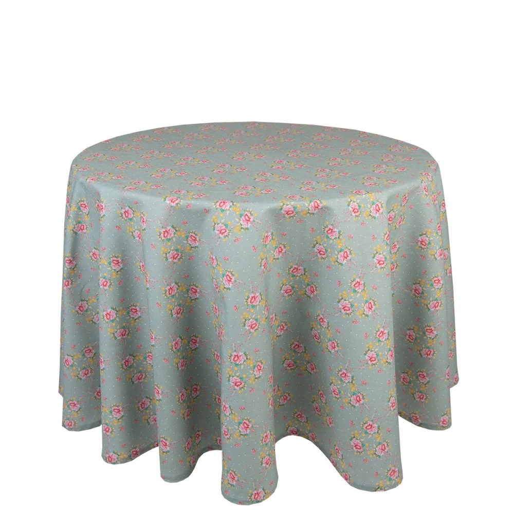 Tovaglia rotonda verde floreale 170 cm Clayre & Eef