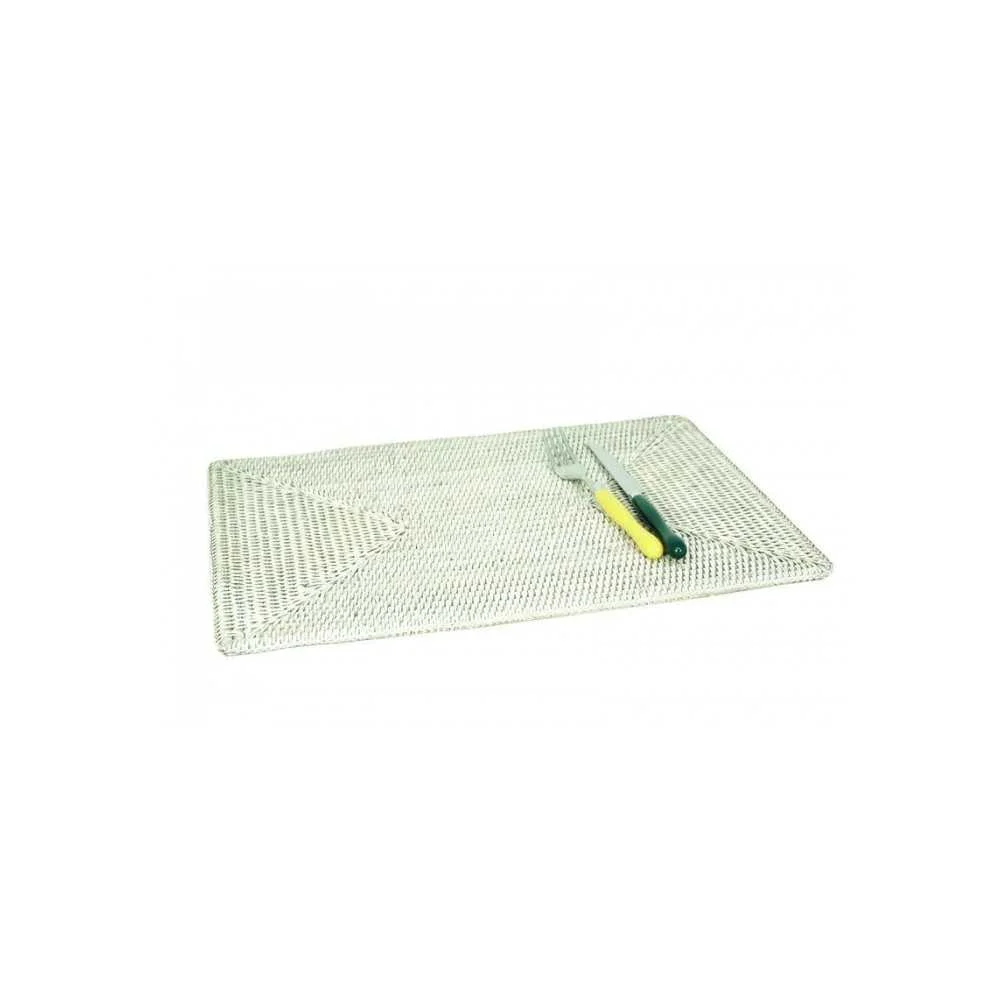 Tovaglietta rettangolare in rattan bianco 46x31 cm – Raffinata