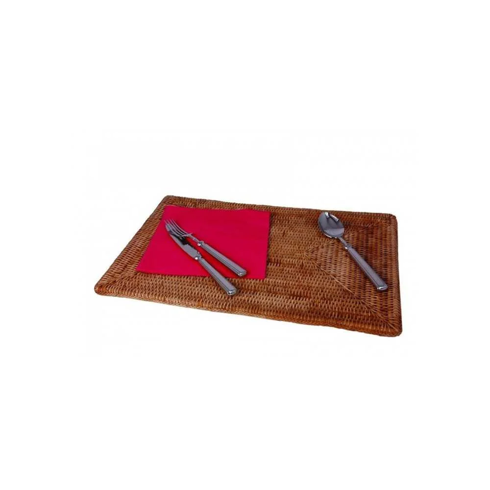 Tovaglietta rettangolare in rattan miele chiaro 46x31 cm – Artigianale