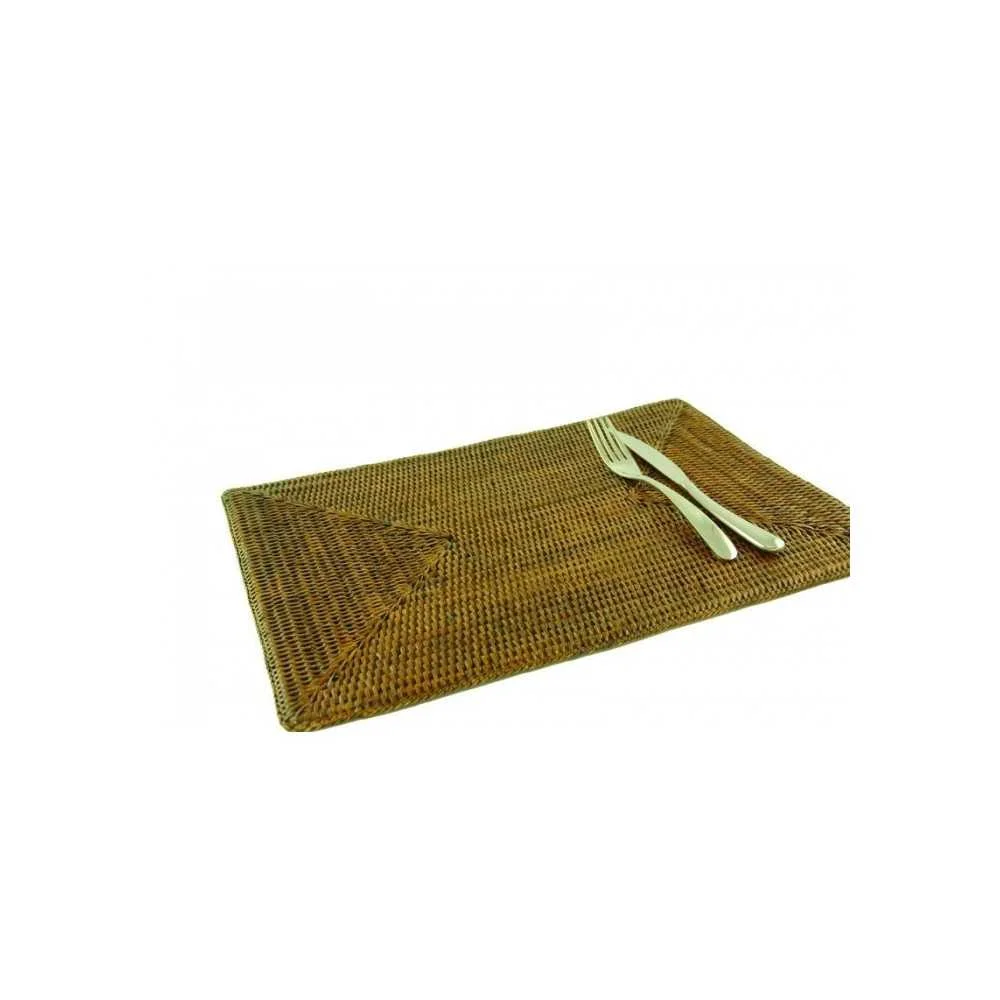 Tovaglietta rettangolare in rattan scuro 46x31 cm – Artigianale