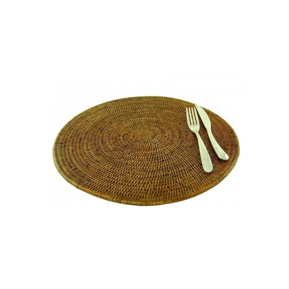 Tovaglietta tonda in rattan scuro Ø36 cm – Elegante