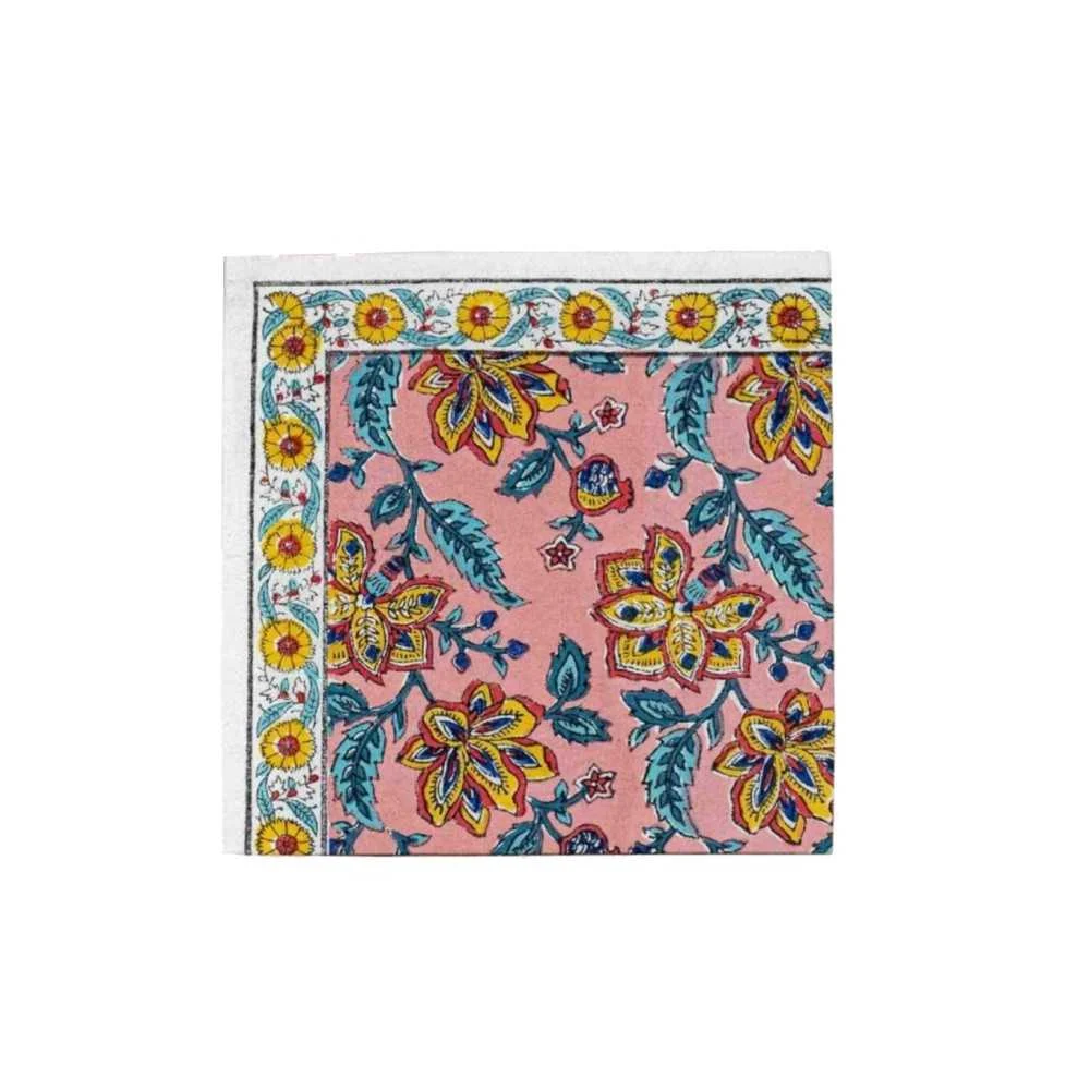 Tovagliolo Cotone Rosa Pesca 45x45 cm – Stile Bohémien Chic