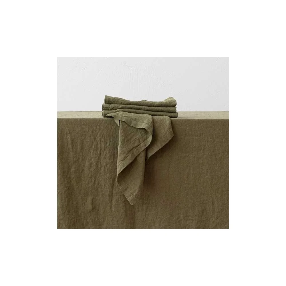 Tovagliolo in Lino Olive Green Stone Washed 42x42 cm – Eleganza Naturale