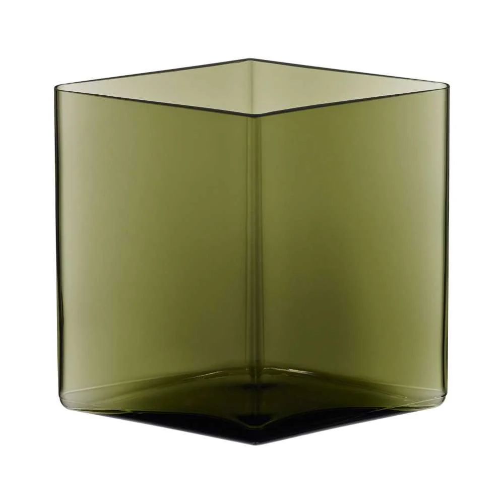 Vaso Ruutu Verde Muschio Iittala 20,5x18 cm – Eleganza Geometrica