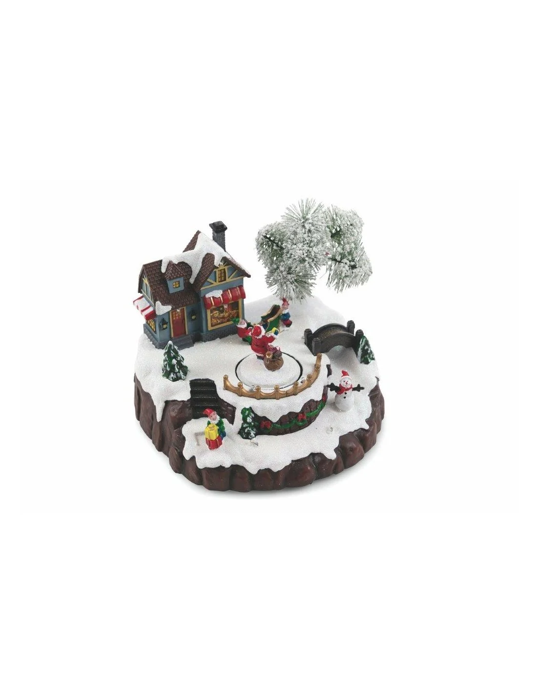 VILLAGGIO NATALE CON MUSICA E LUCI BABBO NATALE 21X18,5X16 CM