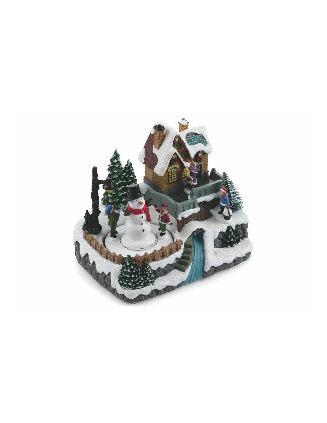 VILLAGGIO NATALIZIO CON MUSICA E LUCI PUPAZZO 20X14,5X17 CM