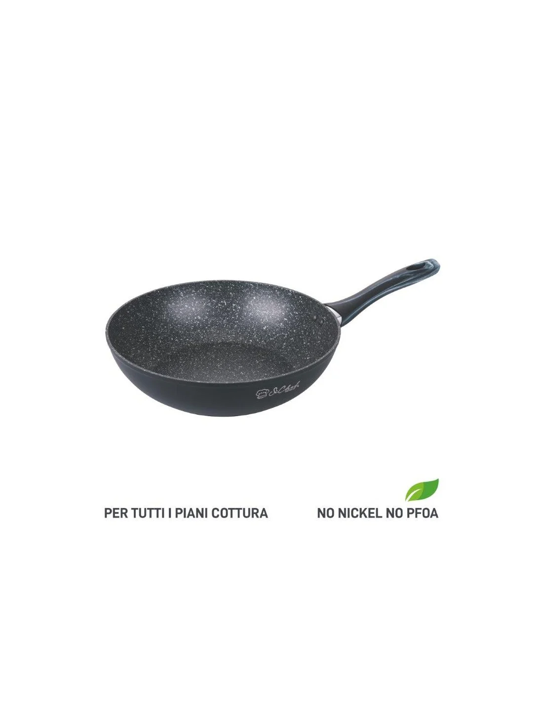 WOK 28 FORGIATO NERO RUVIDO INT.MARMO M/SOFT TOUCH